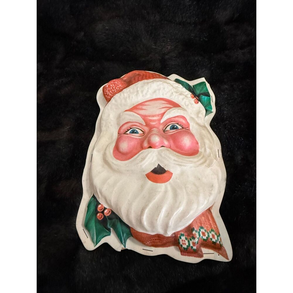 Vintage miller electric Christmas Santa light up blow mold face 11x8
